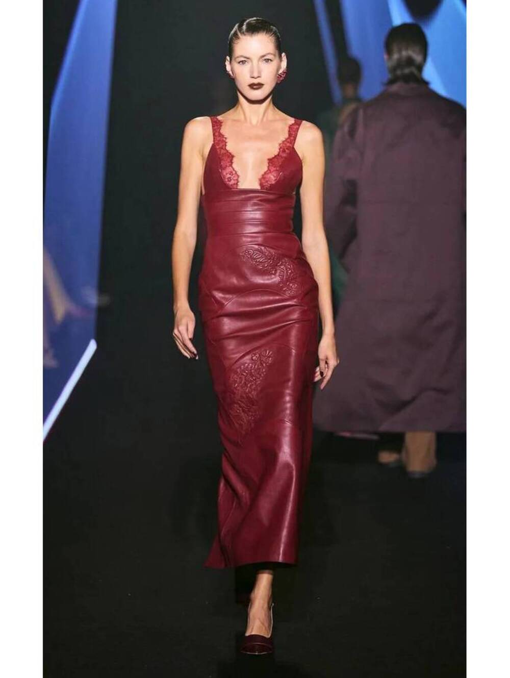 Georges Hobeika LaceDetailed Leather Dress Red FR 36 NEW